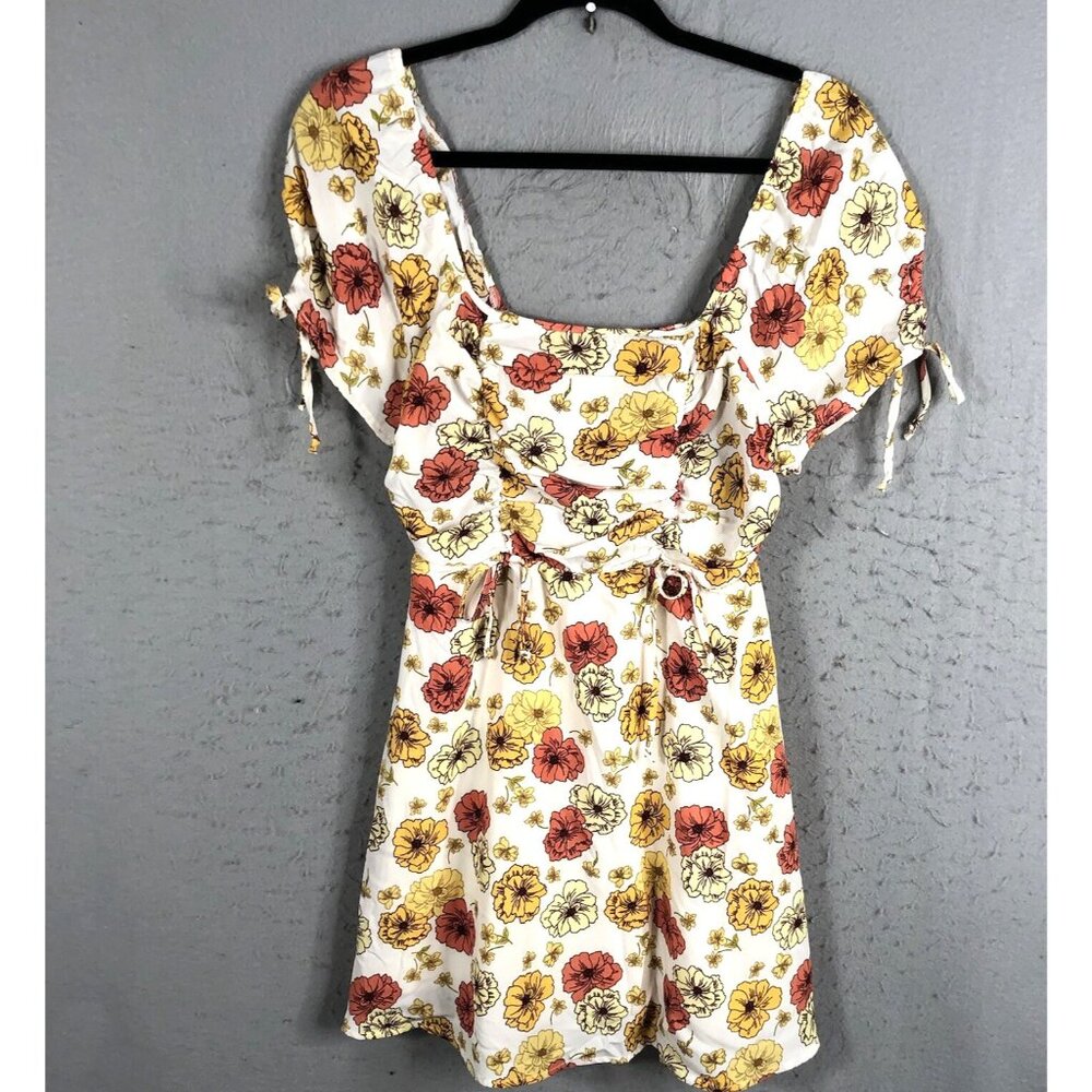3Rd And Malt Womens Medium Floral Babydoll Milkmaid Smocked Back Retro Y2K 90s